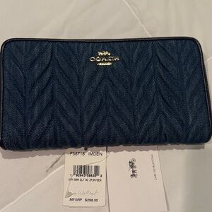 Coach Denim Blue Wallet with Gold Accents